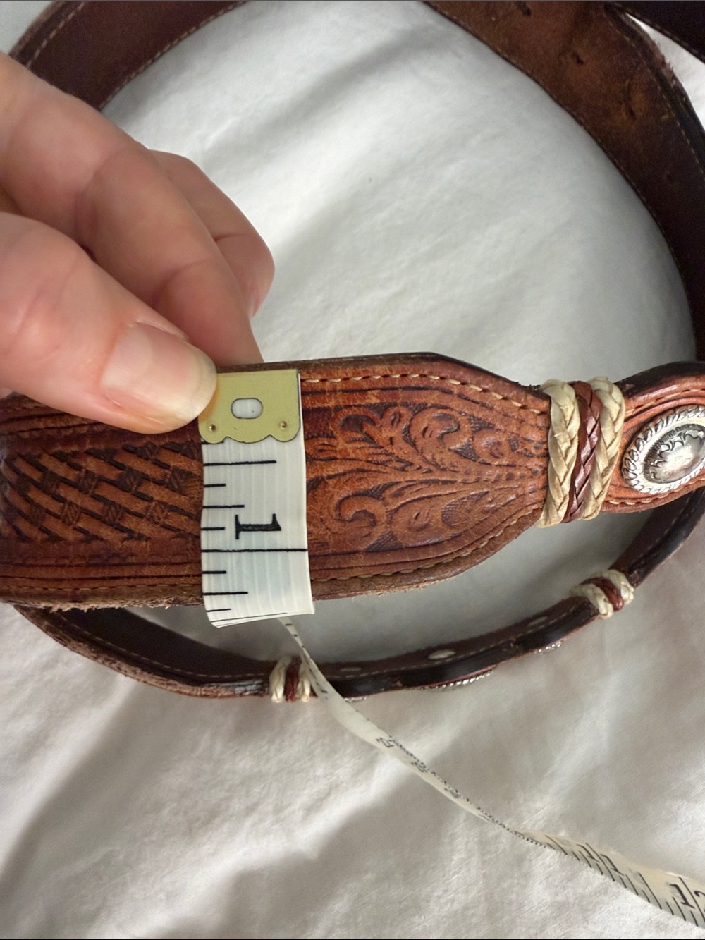 Tony Lama Brown Leather Belt with Concho - Picture 4 of 9